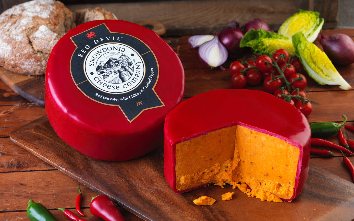 Red Devil Red Leicester with Habanero chillies and peppers 200g per piece
