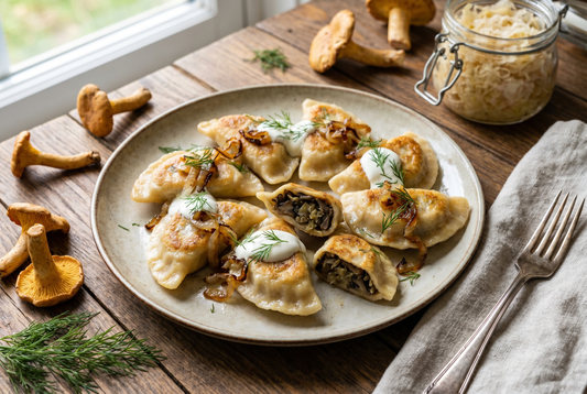 Pierogi Ruskie - Wild Mushroom & Sauerkraut Polish Dumplings