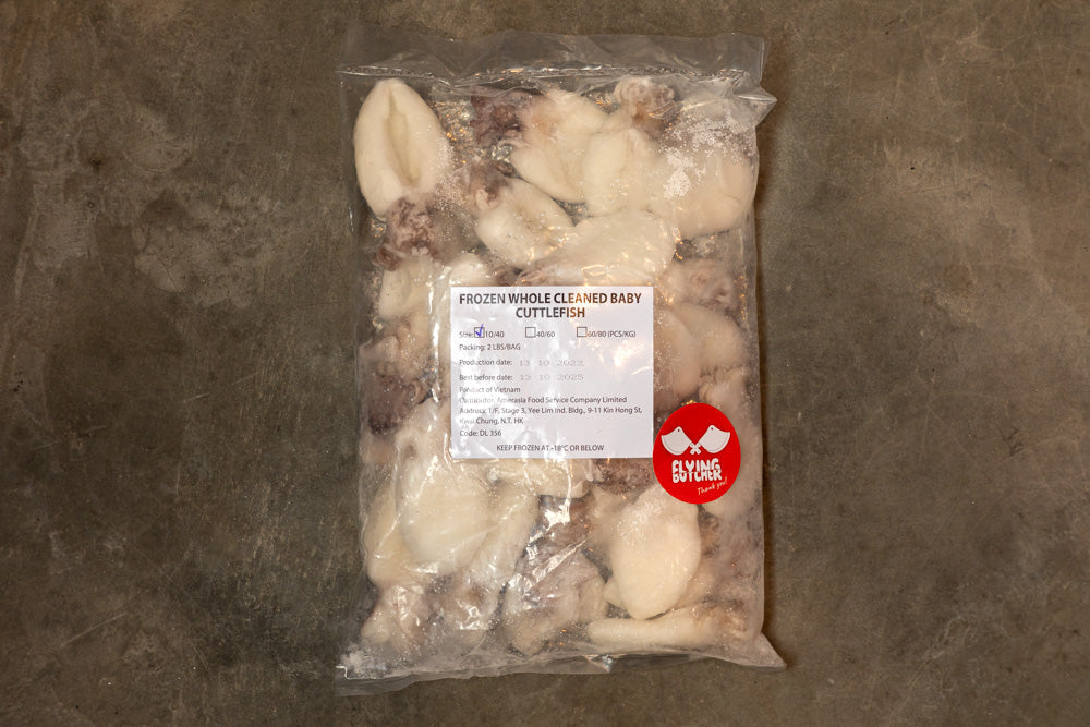 Frozen Whole Cleaned Baby Cuttlefish 10/40 size 1kg per pack