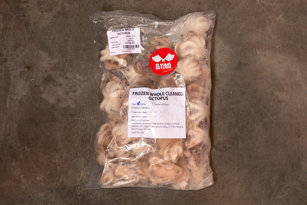 Frozen Whole Cleaned Octopus from Vietnam 40/60 size 2 lbs per pack